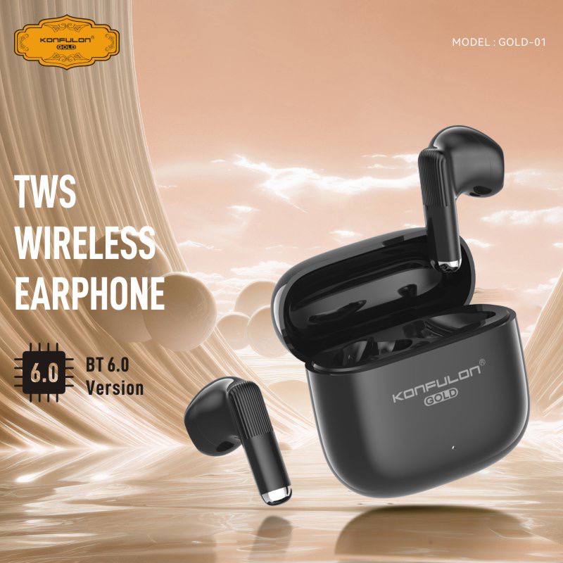 KONFULON Gold new series earphones model GOLD01, 1-year warranty