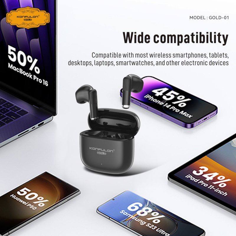 KONFULON Gold new series earphones model GOLD01, 1-year warranty
