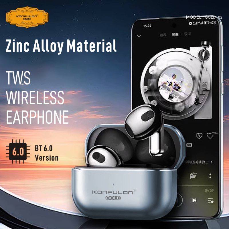 KONFULON Gold new series earphones model GOLD02, 1-year warranty