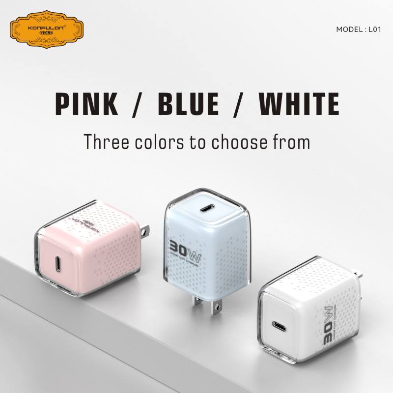 KONFULON Gold Set Adapter and Cable Super-Fast Charging 30W Model L01 Type-C to Lightning, L01 Type-C to Type-C (1-year warranty)