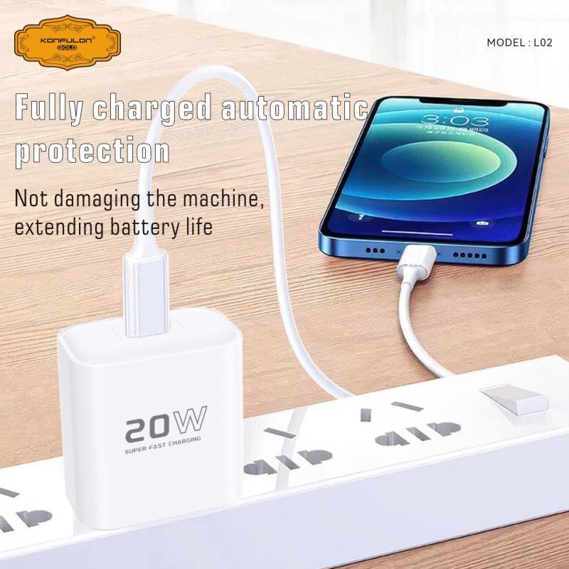 Konfulon Gold American Standard, Fast Charging  Set 27W Type-C to Lightning Model: L02 (DC81) and Type-C to Type-C  Model: L02 (DC82)
