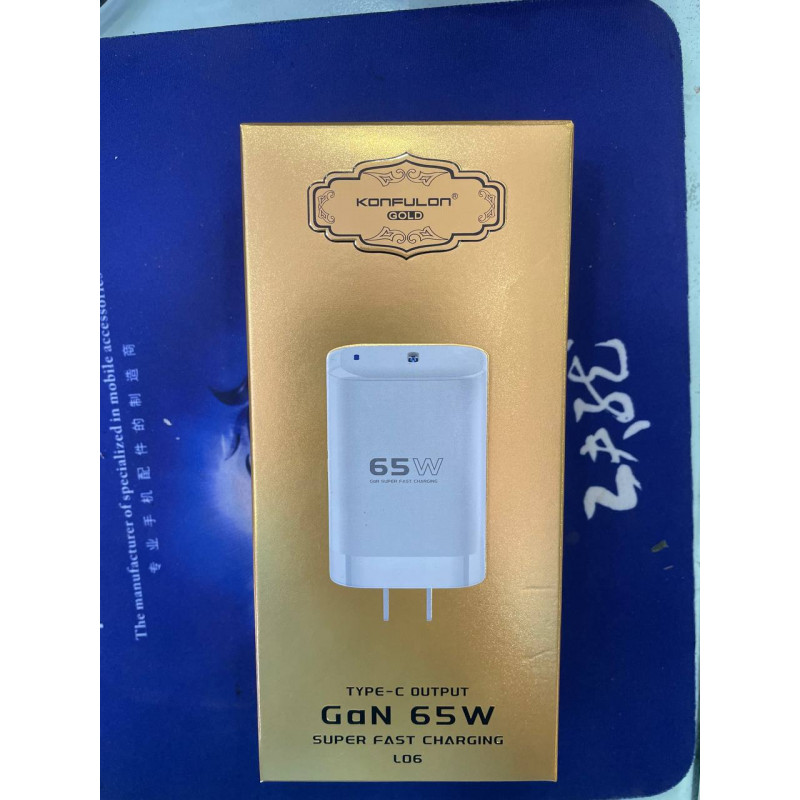 Konfulon Gold Type-C Output GAN 65W Super Fast Charging (Warranty 1Year) Model: L06