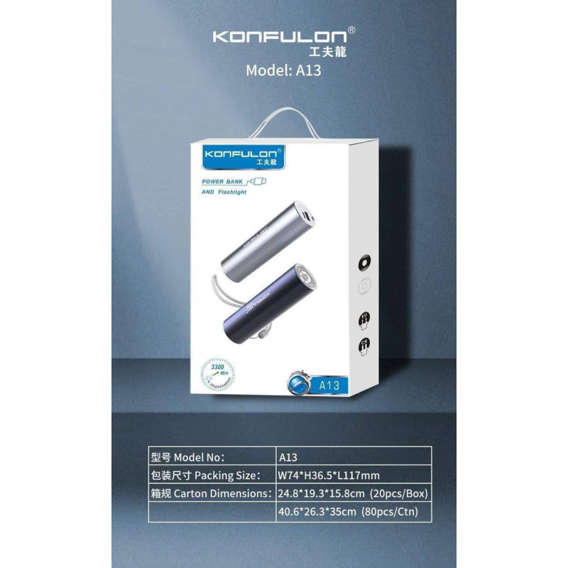 Konfulon Flashlight Power Bank 2in1 5000mAh Model A13