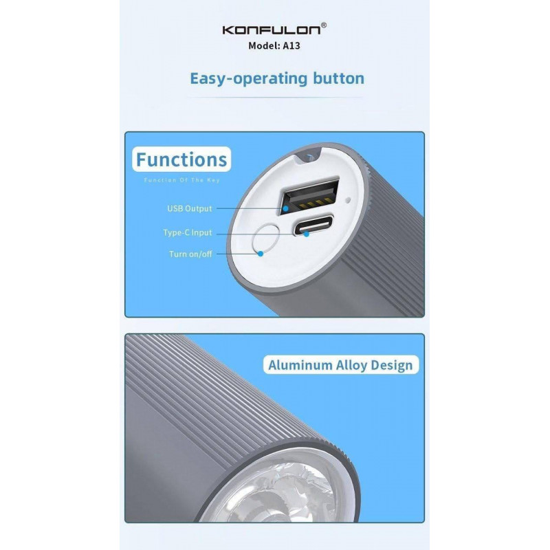 Konfulon Flashlight Power Bank 2in1 5000mAh Model A13