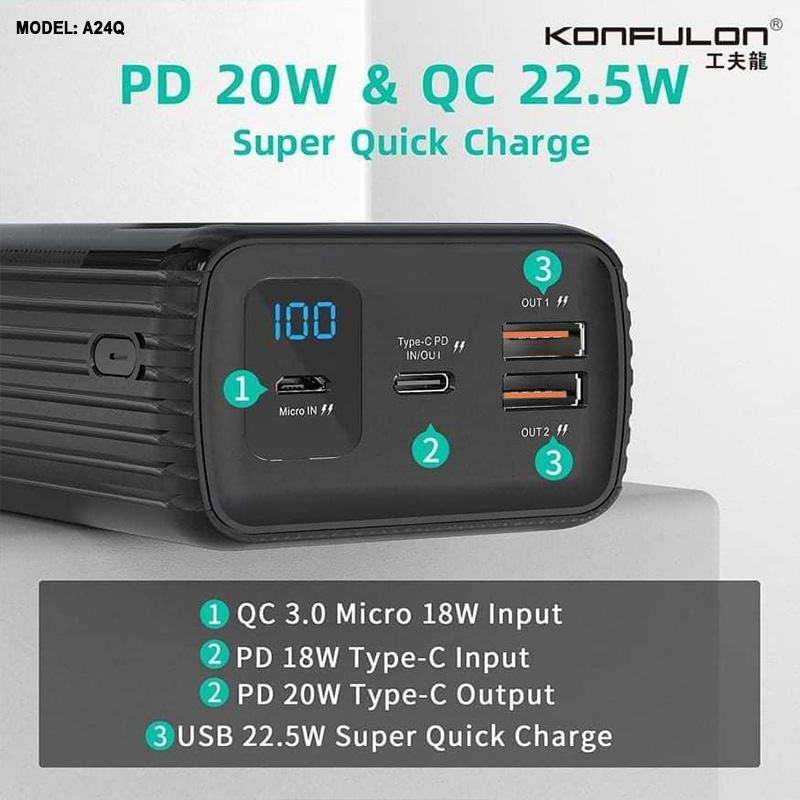Konfulon Power bank 50000mAh Model A24Q
