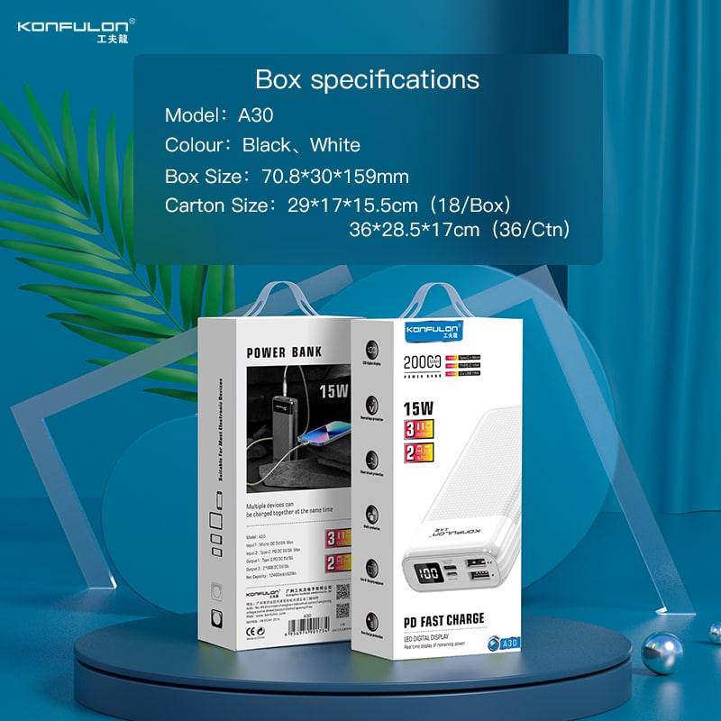 Konfulon Power bank 20000 mAh Model A30