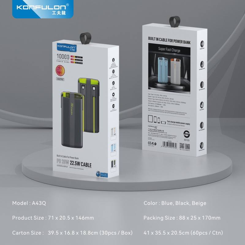 KONFULON BUILT IN CABLE FOR POWER BANK MODEL A43Q