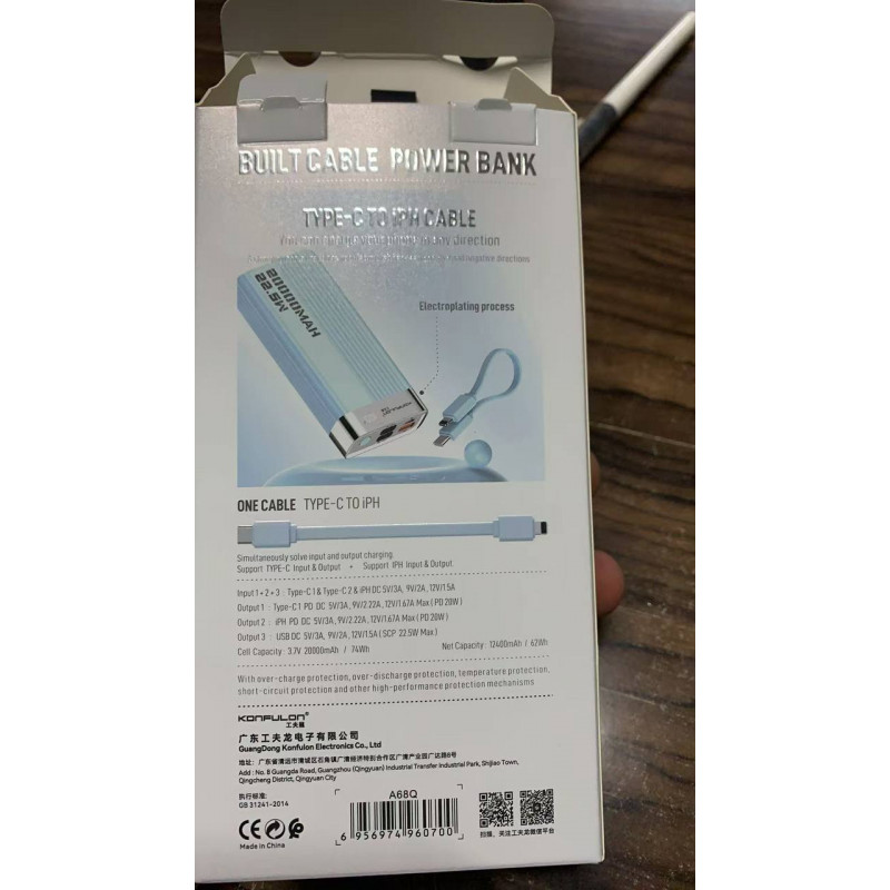 Konfulon Power Bank 20000mAh Model A68Q