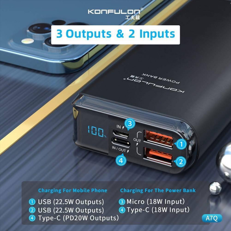 Konfulon Power Bank 20000mAh Model A7Q