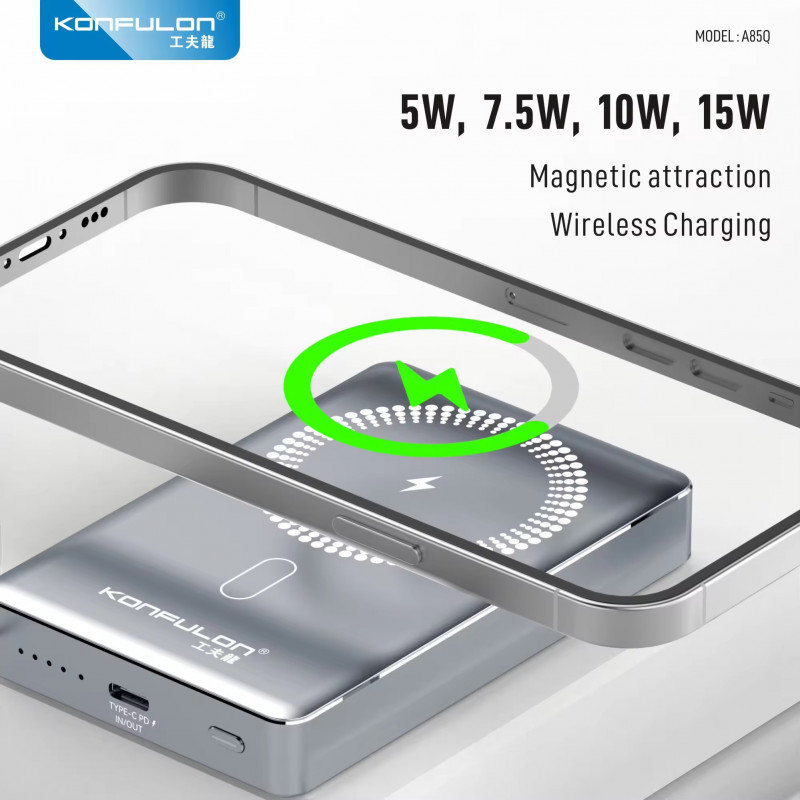 Konfulon Two wireless charging Function and build with cable PD 20W Model: A85Q