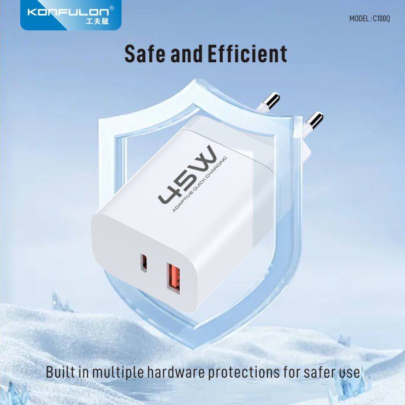 Konfulon fast charging pack can charge phones and laptops at 45W charging speed, model C100Q