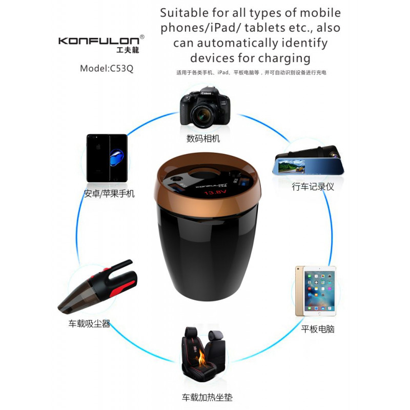 Konfulon Car Charger QC Model C53Q 3USB