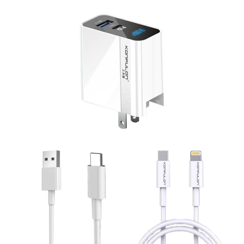 Konfulon Adapter and Cable Fast charger Model C65Q 20W C65Q+DC06 C65Q+DC13