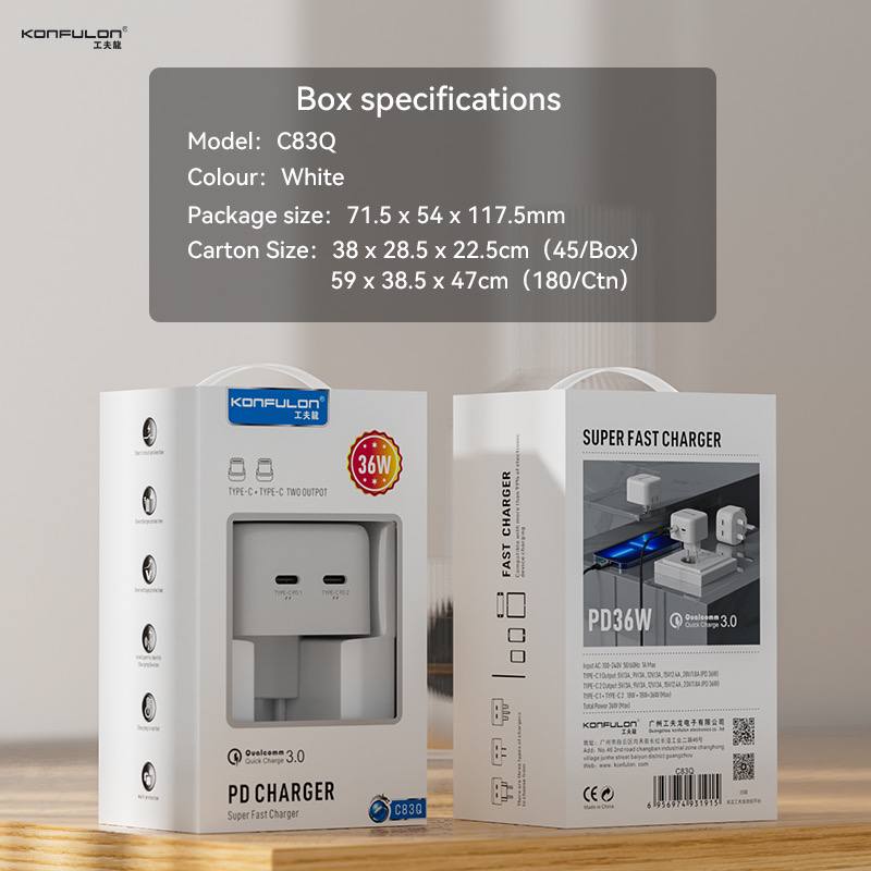 Konfulon Adapter charger 36W Model C83Q 