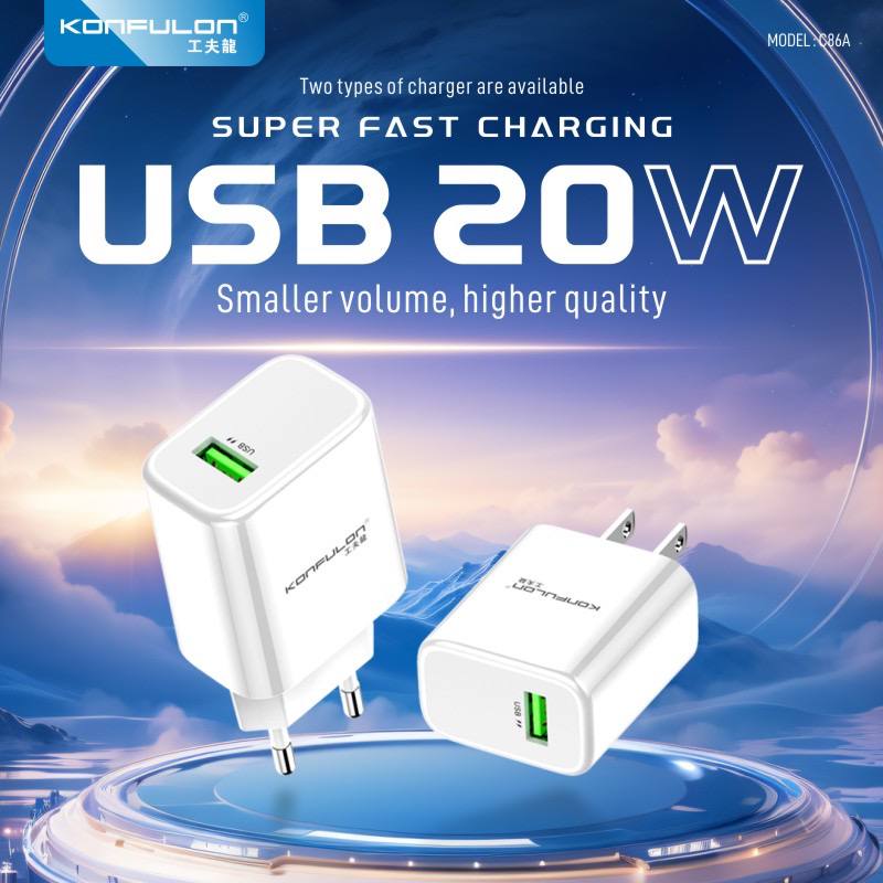 Konfulon Set Adapter and Cable 20W Model: C86A Type-C