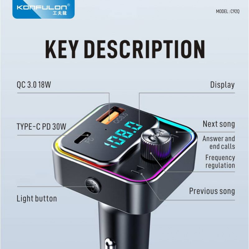 Konfulon Car Charger PD30W Model: C92Q