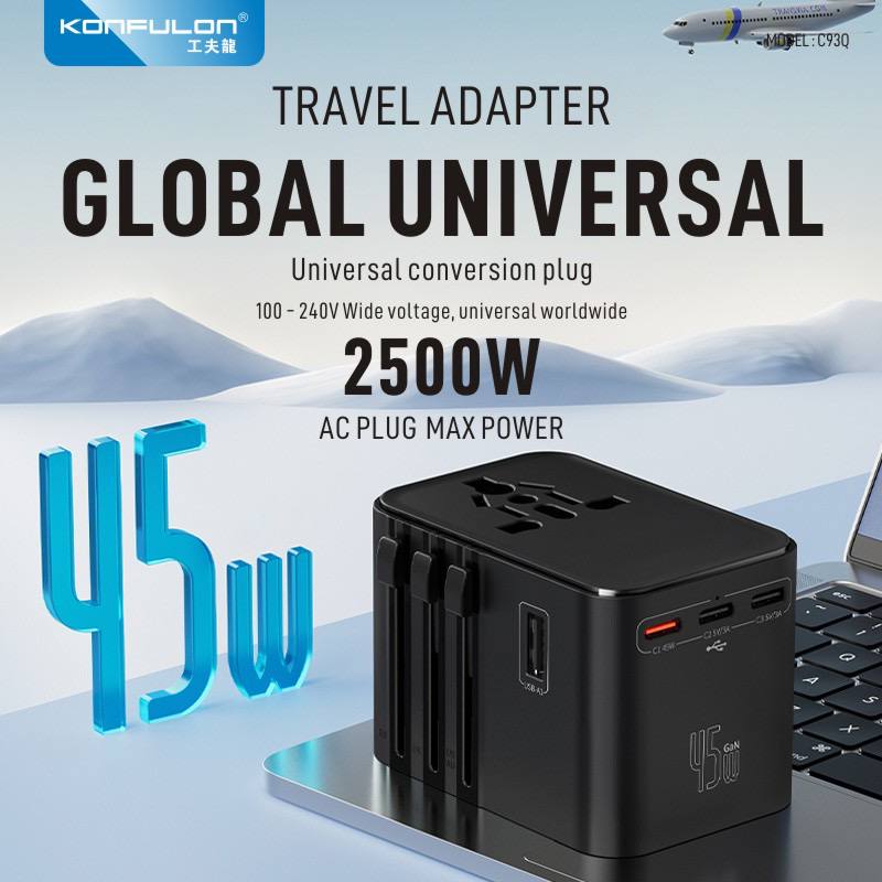 KONFULON Adapter Charging 45W  Rated Power2500W Model: C93Q