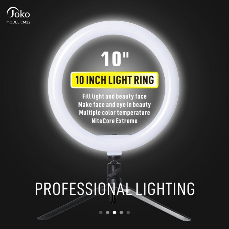 JOKO Ring Fill Light Multiple color temperature CM-22 10"