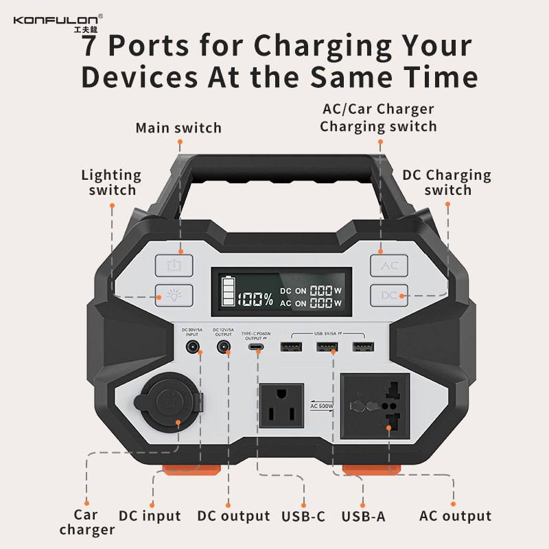 Konfulon UPS 500W AC USB-C Power Supply 135800 mAh CN-02 CN02