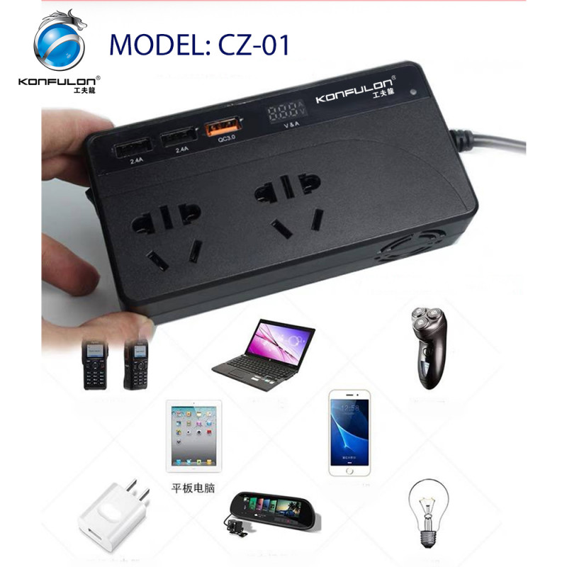 KONFULON Car inverter 12v24v to 220V volt converter truck household power reverse transformer charging socket model : CZ01