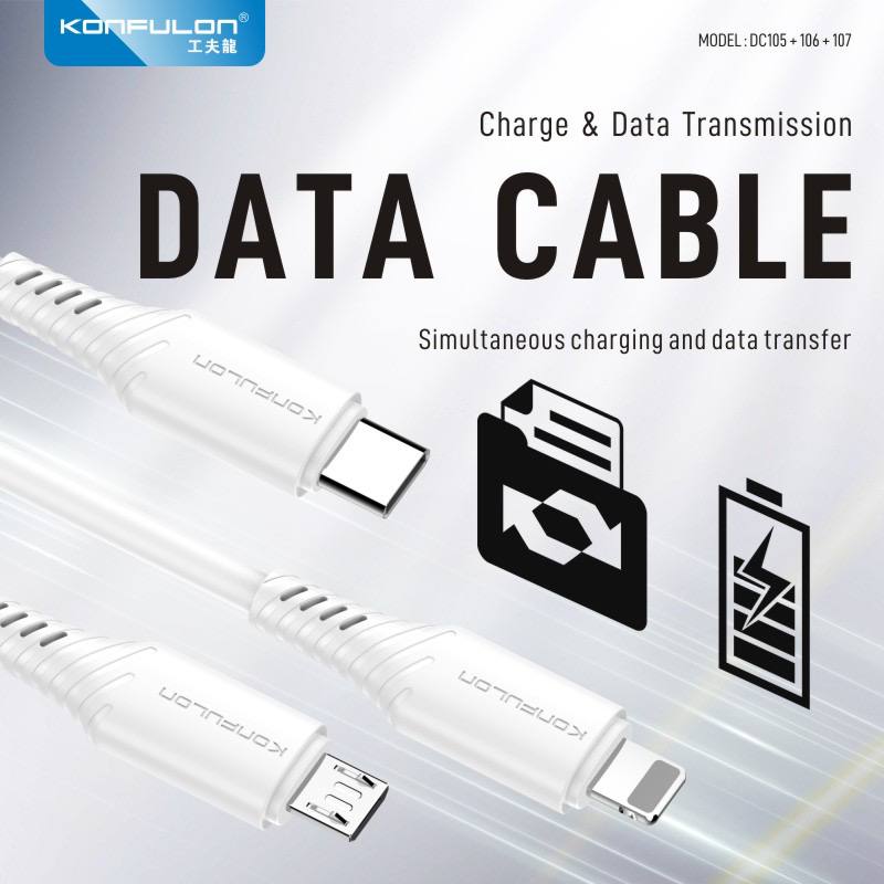 Konfulon Cable Fast Charging Model DC105 Micro DC106 iPhone DC107 Type