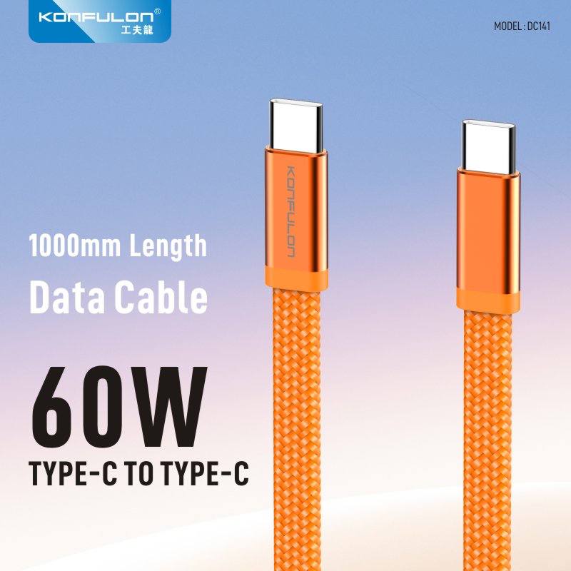 Konfulon  Aluminum Alloy Cable fast Charge support 27W Type_C to Lightning Model :DC140 60W Type_C toType_C Model :DC141