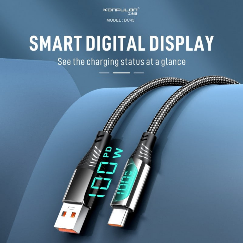 Konfulon Cable​ Fast Charger 100W​ Model DC45 