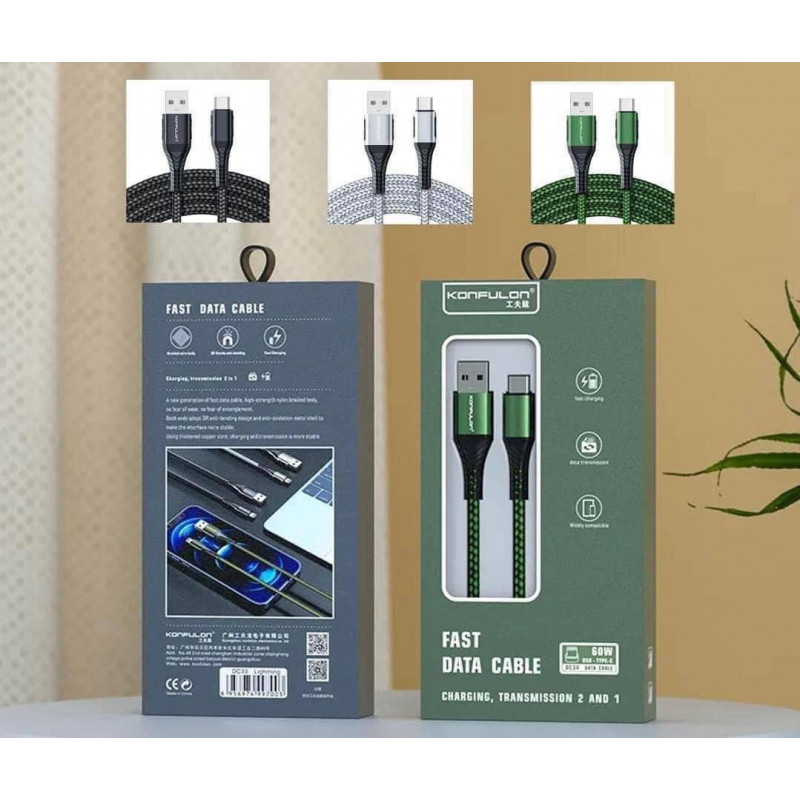 Konfulon Fast Charging TYPe-C Cable 1m 3.0A DC52