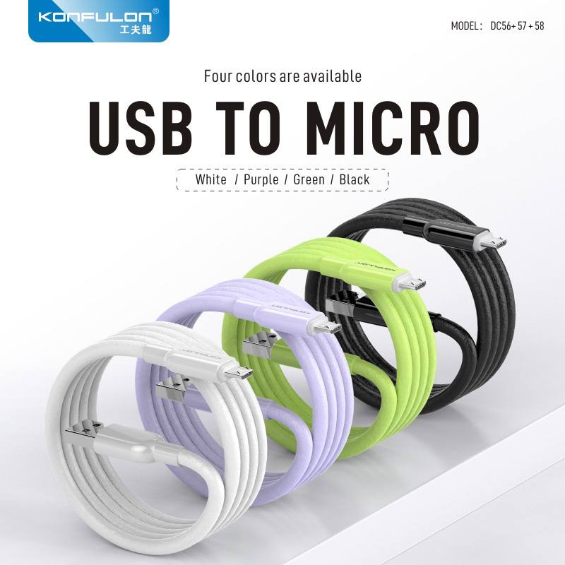 Konfulon Data Cable Charger 2.4A Model DC56 Micro DC57 iPhone DC58 Type-c