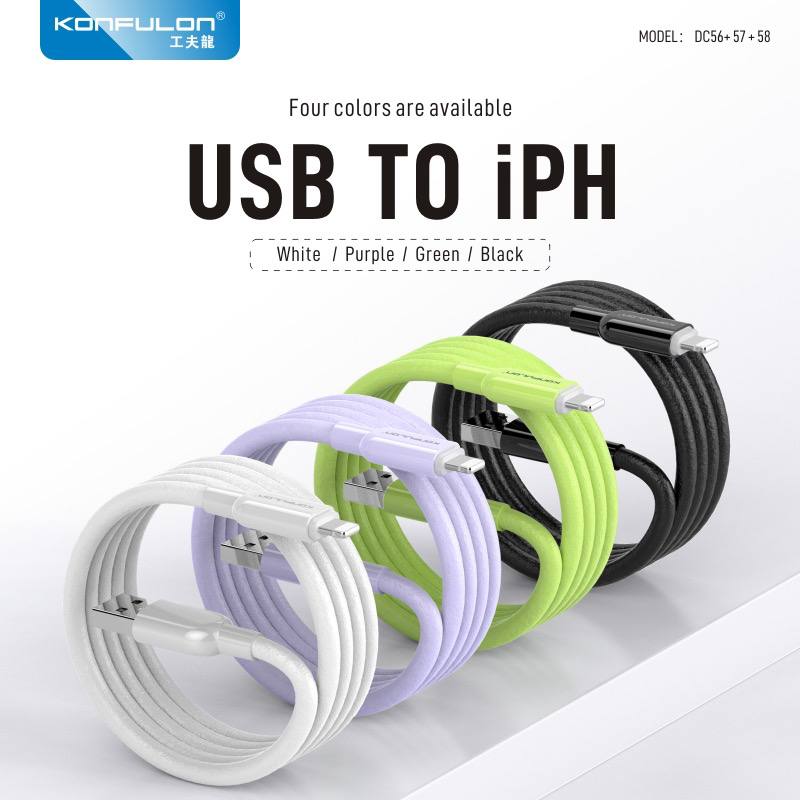Konfulon Data Cable Charger 2.4A Model DC56 Micro DC57 iPhone DC58 Type-c
