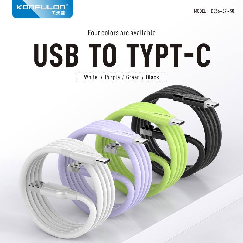 Konfulon Data Cable Charger 2.4A Model DC56 Micro DC57 iPhone DC58 Type-c