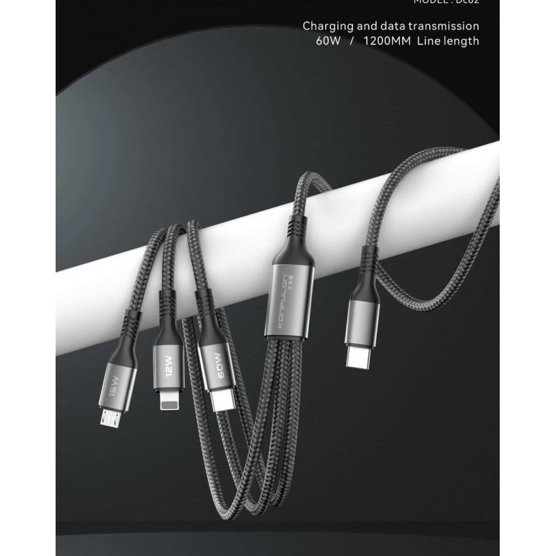 KONFULON Cable 3 in 1 Fast Charging 60W Model DC62