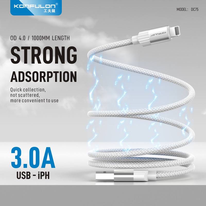 Konfulon Strong Adsorption Data Cable Model DC74 Micro DC75 iPhone DC76 Type-C