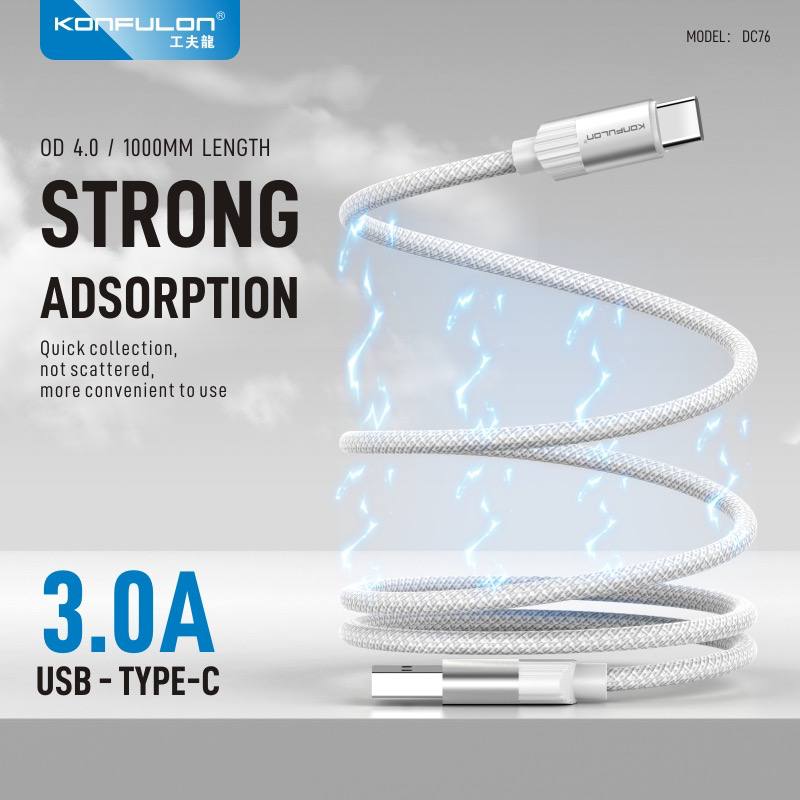 Konfulon Strong Adsorption Data Cable Model DC74 Micro DC75 iPhone DC76 Type-C