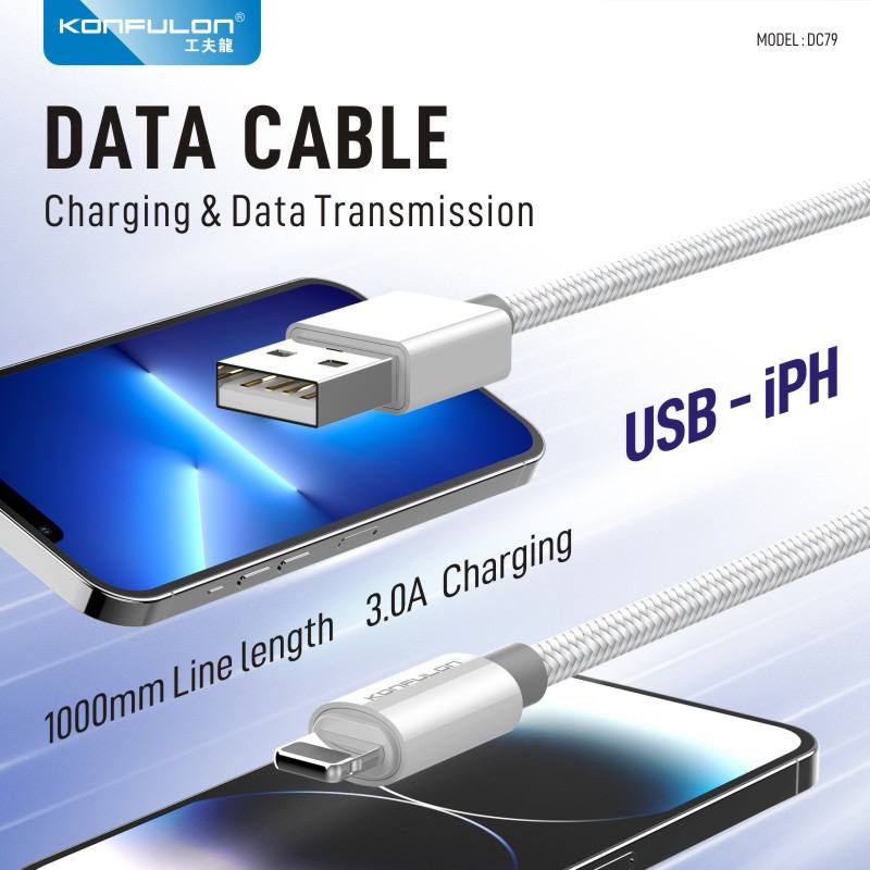 Konfulon Data Cable 3.0A Charging Model DC79 iPhone DC80 Type-C