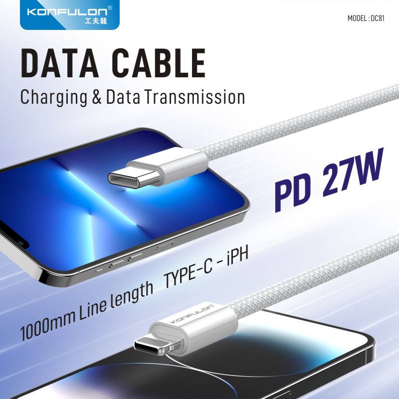 Konfulon Data Cable Charging Model DC81 iPhone 27W DC82 Type-C 60W