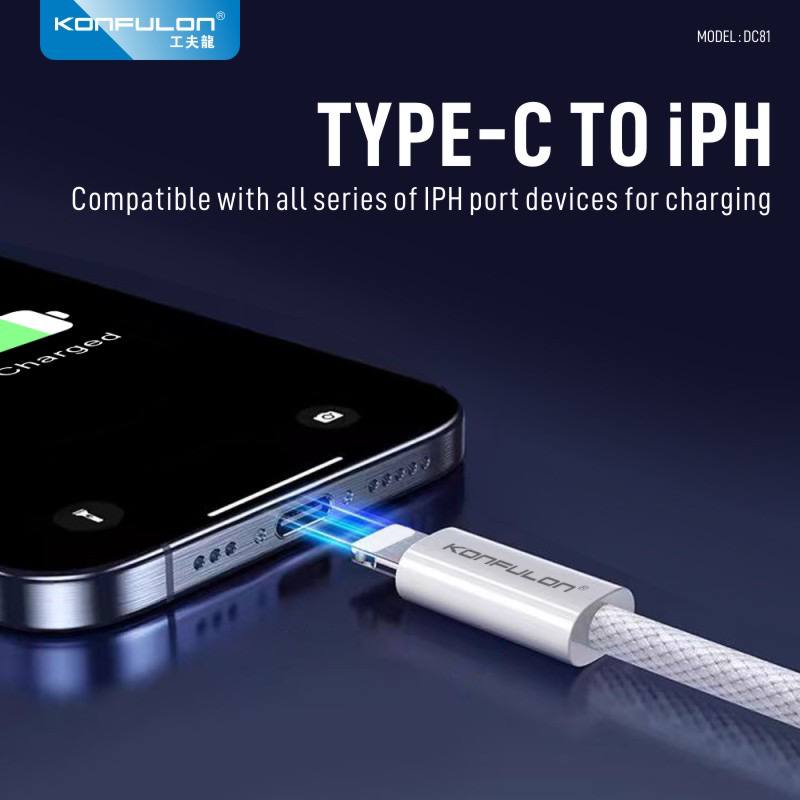 Konfulon Data Cable Charging Model DC81 iPhone 27W DC82 Type-C 60W