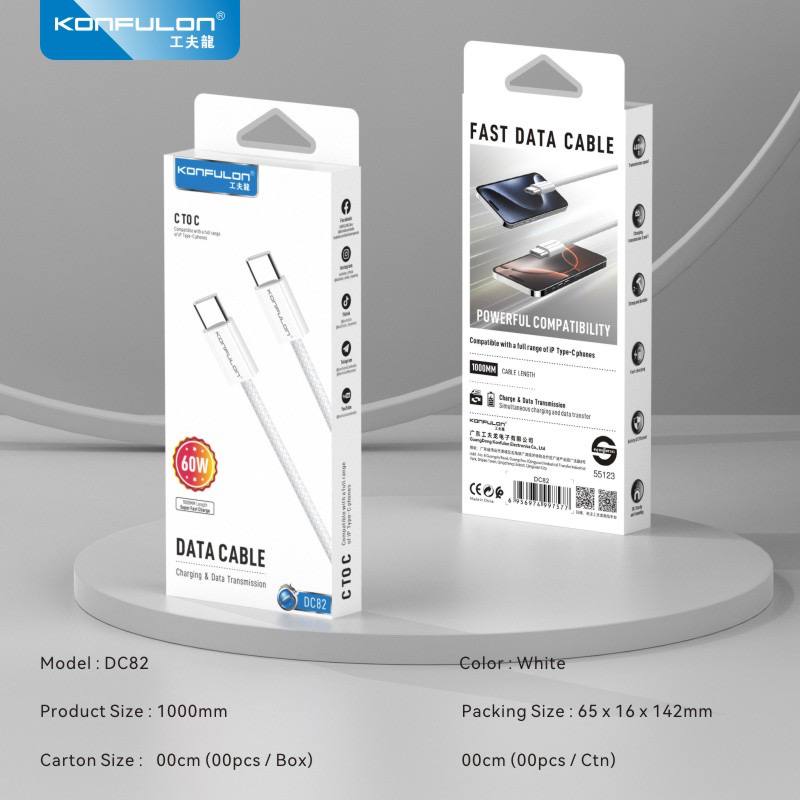 Konfulon Data Cable Charging Model DC81 iPhone 27W DC82 Type-C 60W