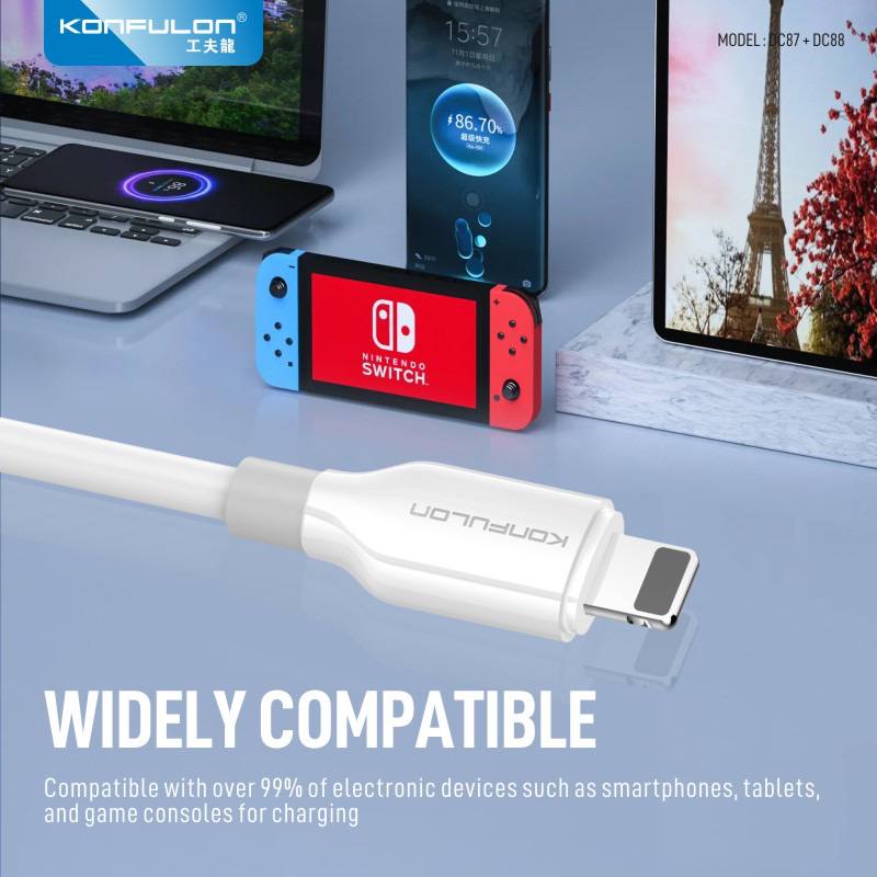 Konfulon Fast Charger Cable 20W Model DC87 iPhone DC88 Type-C