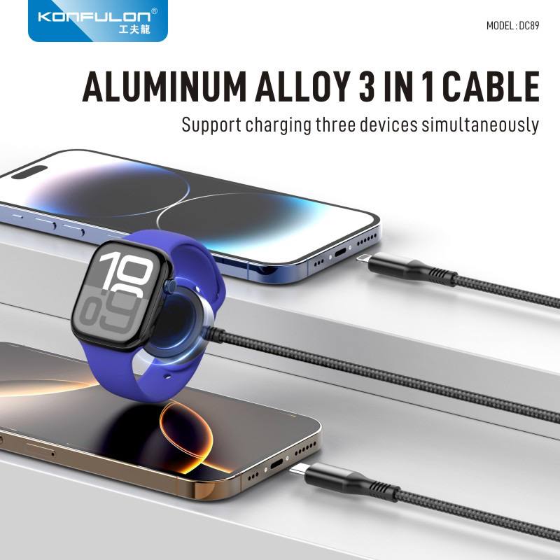 Konfulon 3 in 1 Cable Type 100W iPhone 30W Watch2.5W Model DC89
