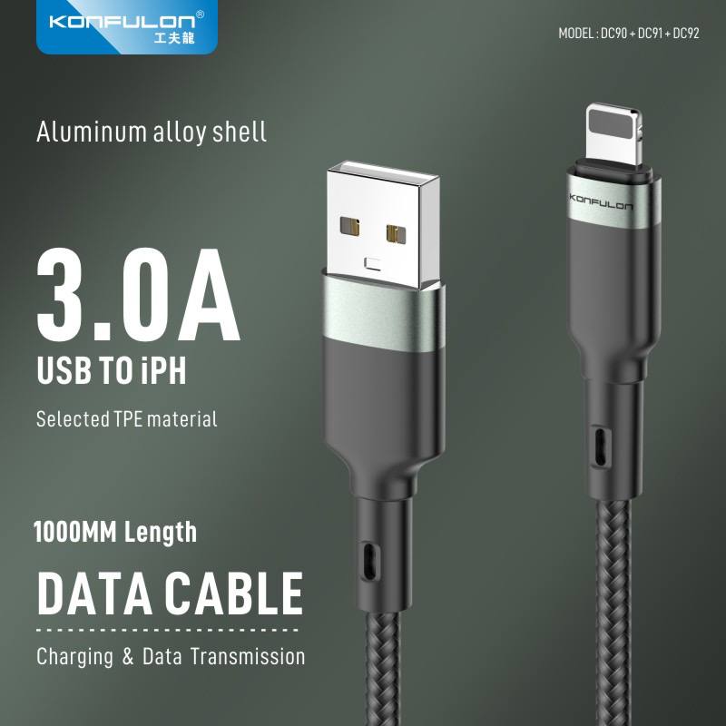 Konfulon Cable Charging Power 3.0A Model DC90 Micro DC91 iPhone DC92 Type-C