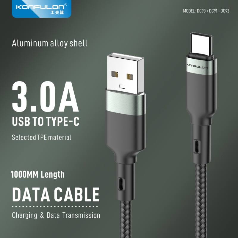 Konfulon Charging Cable with Charging Power 3.0A Model: DC90 Micro DC91 iPhone DC92 Type-C