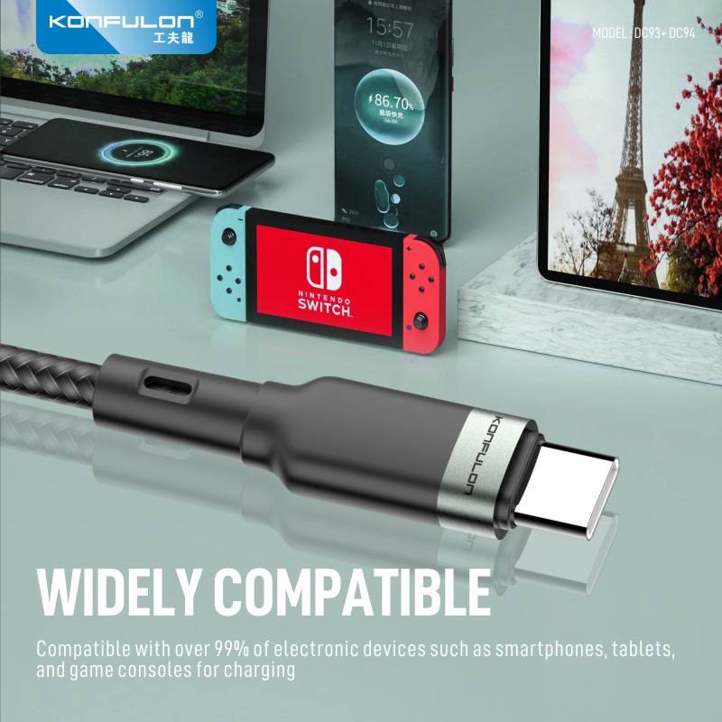Konfulon Charging Cable with Charging Power 3.0A Model: DC92  IPhone DC93  Type-C
