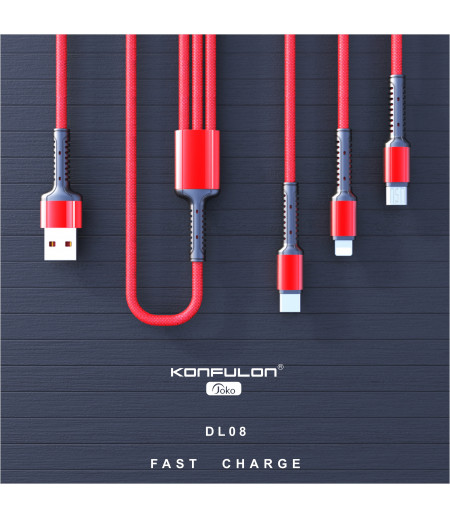 JOKO Charger Cable DL08 3 in 1 Micro/Lightning/Type-C 3.0A