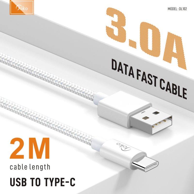 JOKO Charging Cable 2M with Power Out Fast Charging Up to 3A Model DL101 Iphone DL102TypeC