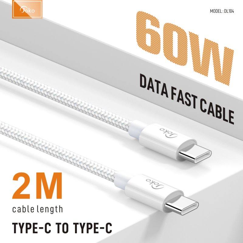 JOKO Charging Cable 2M with Power Out Fast Charging Up to 60W Model DL103 Type-C to  Iphone DL104 Type-C to TypeC