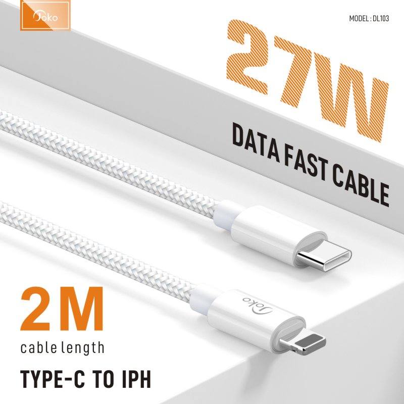 JOKO Charging Cable 2M with Power Out Fast Charging Up to 60W Model DL103 Type-C to  Iphone DL104 Type-C to TypeC