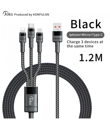 JOKO Charger Cable DL-16 3 in 1 Micro/Lightning/Type-C 66W