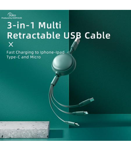 JOKO 3 in 1 Fast Charging Cable 1200mm Length 2.4A DL-17