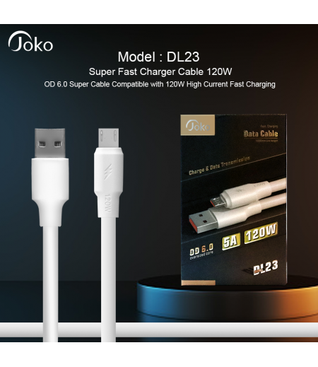 JOKO Super Fast Charger Cable OD 6.0 120W Charge & Data Transmission Micro DL-23